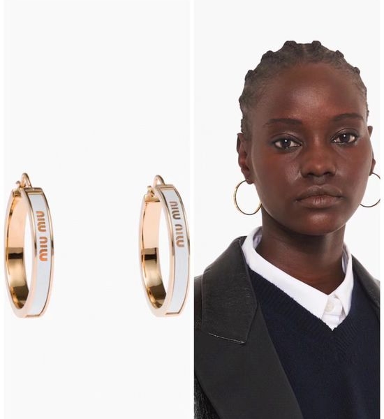 Miu Miu Enamel Letter Decorated Hoop Earrings