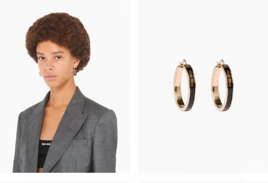 Miu Miu Enamel Letter Hoop Earrings