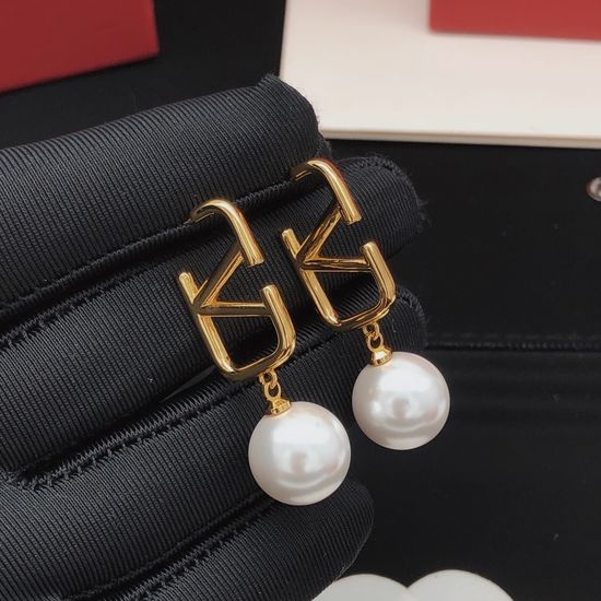 Valentino Pearl Drop Stud Earrings Brass Material