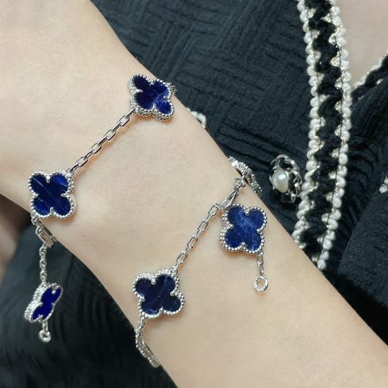Van Cleef & Arpels VCA Natural Pietersite Clover Bracelet