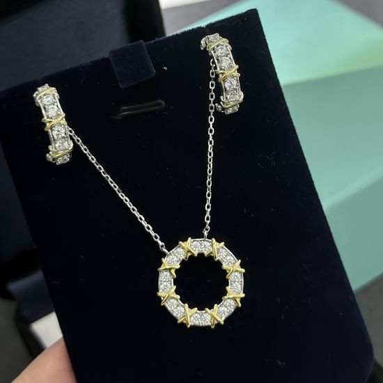 Tiffany & Co. Cross Two-Tone Full Diamond Necklace