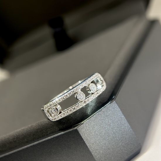 Messika Three Diamond Sliding Sterling Silver Ring