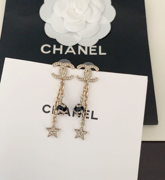 Chanel Black Bead Tassel Drop Earrings