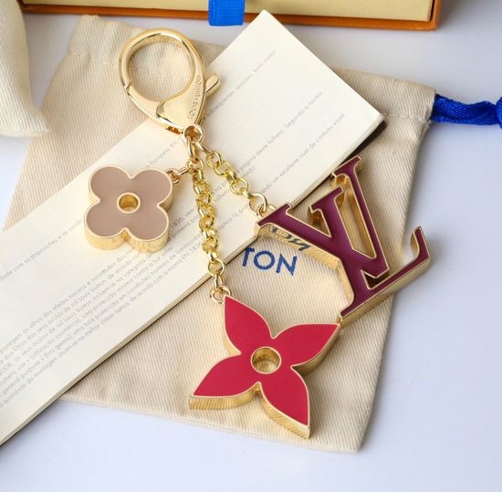Louis Vuitton LV Apricot Flower Pattern Gold Keychain
