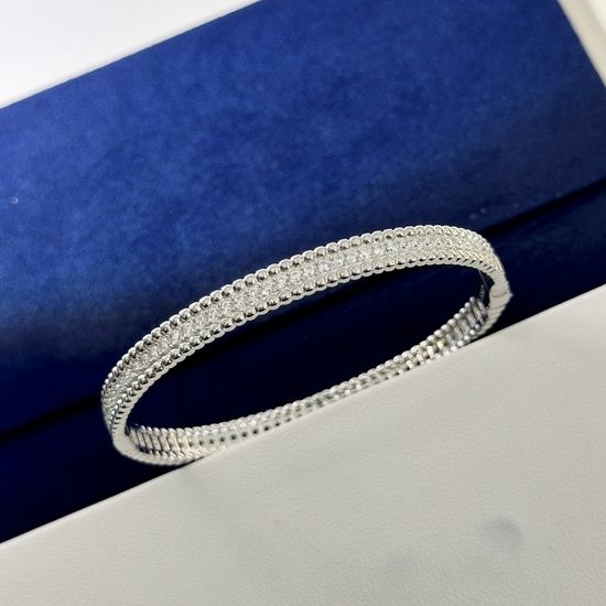 Van Cleef & Arpels VCA Diamond Paved Slim Silver Bangle