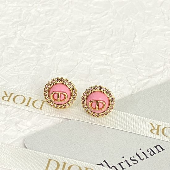 Christian Dior CD Pink Button Pearl Earrings
