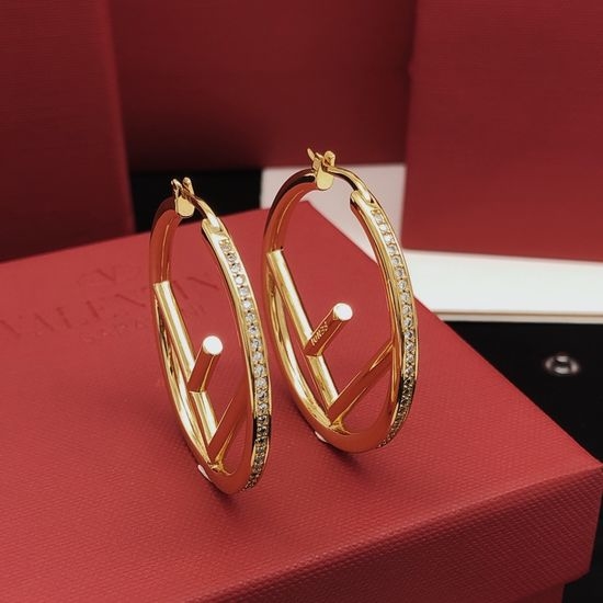 Fendi Circular Diamond Inlaid Hook Earrings