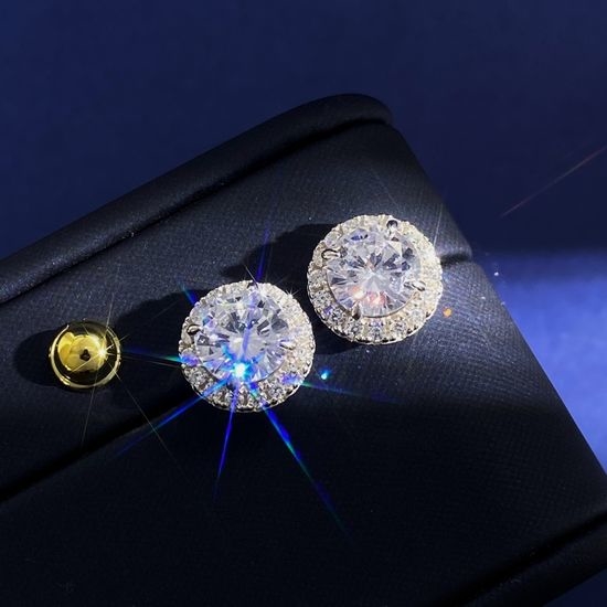 Tiffany & Co. S925 Silver Round Zircon Stud Earrings