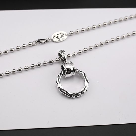 Chrome Hearts Pattern Round Pendant Necklace