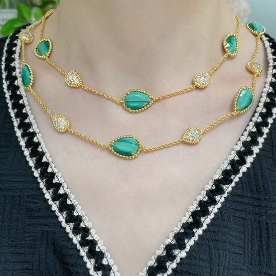 Boucheron Malachite Inlaid Diamond Long Necklace