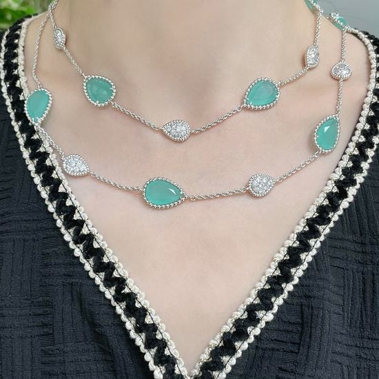 Boucheron Chalcedony Inlaid Diamond Long Necklace