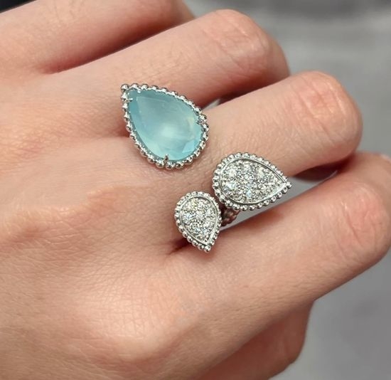 Boucheron Blue Green Chalcedony Water Drop Ring