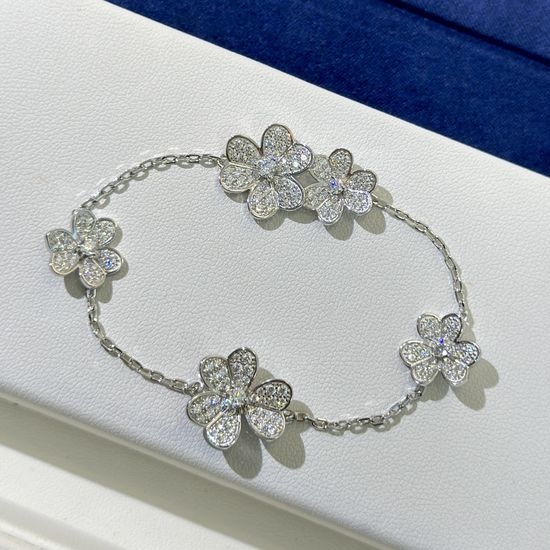 Van Cleef & Arpels VCA Diamond Clover Silver Bracelet