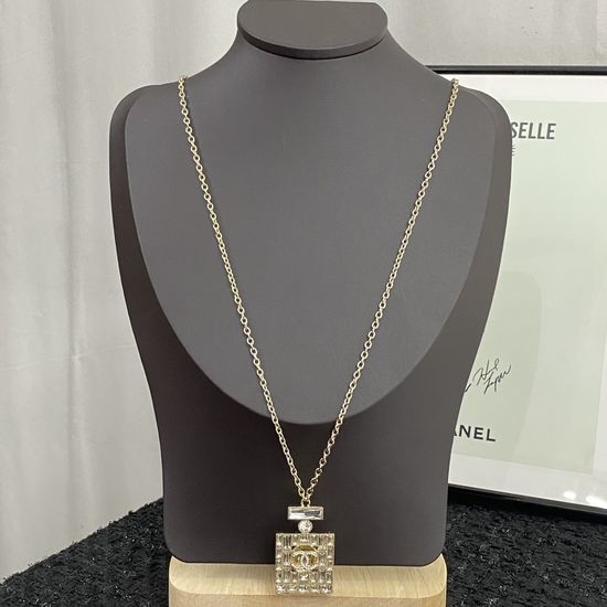 Chanel Rhinestone Perfume Bottle Necklace