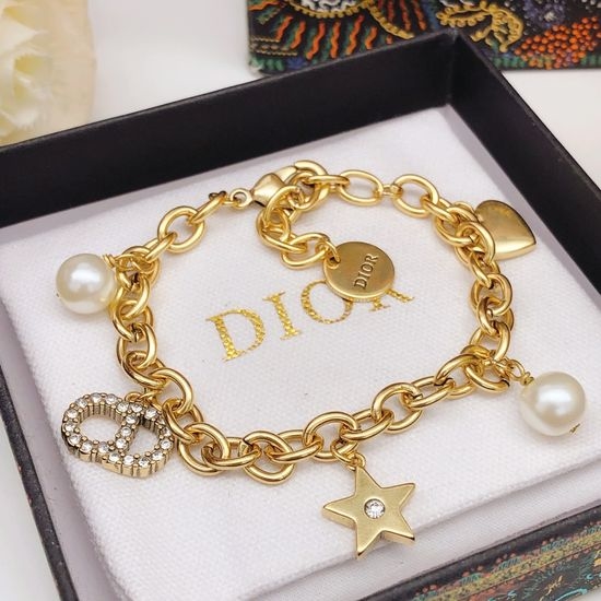Christian Dior CD Brass Heart Star Shape Bracelet