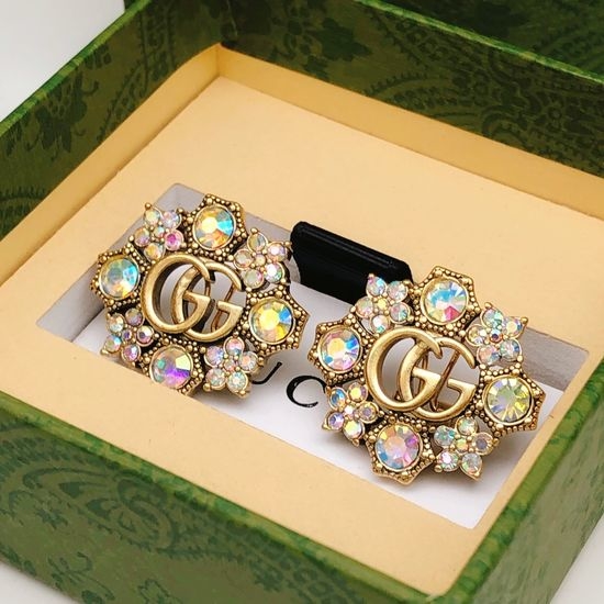 Gucci Colorful Rhinestone Decor Stud Earrings