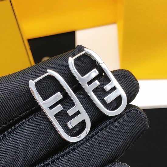 Fendi Smooth Polished Silver Stud Earrings