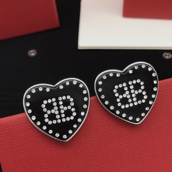 Balenciaga Black Heart Stud Earrings