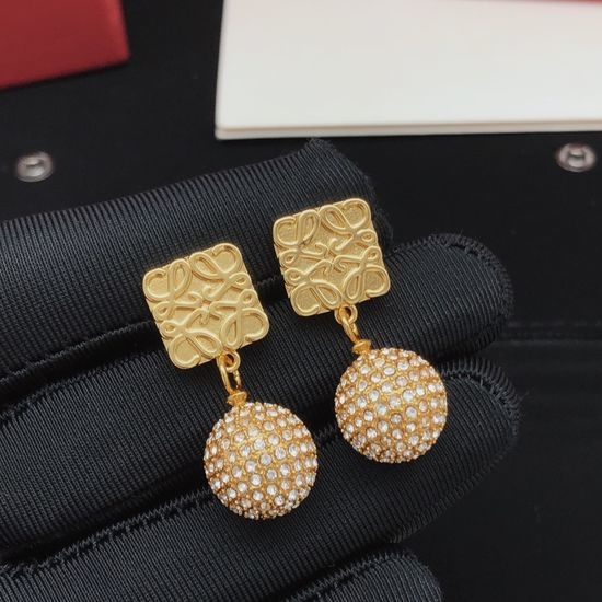 Loewe Gold Ball Stud Earrings Brass Material