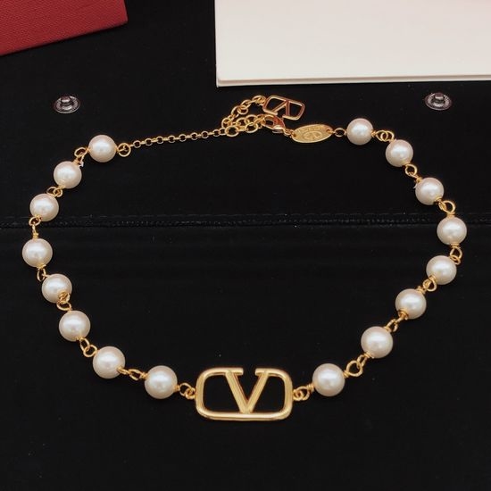 Valentino Freshwater Pearl Brass Necklace
