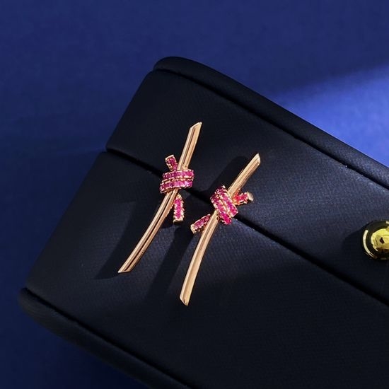 Tiffany & Co. Amethyst Inlaid Knot Design Stud Earrings