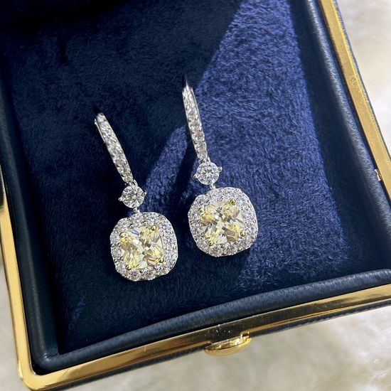 Polo Ralph Lauren Yellow Square Cut Diamond Silver Earrings