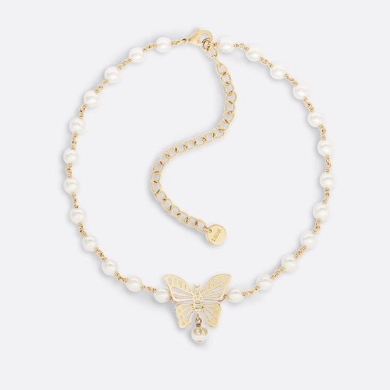 Christian Dior CD Butterfly Fairy Pearl Necklace