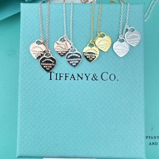 Tiffany & Co. Classic Double Heart Pendant Necklace Multi Color