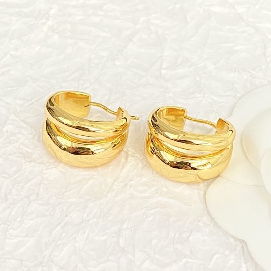 Celine Dual Circle Metal Gold Earrings