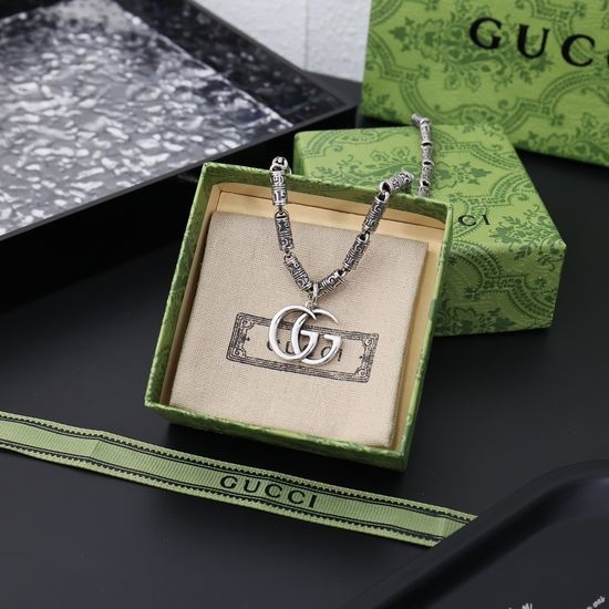 Gucci Vintage Silver Finished Pendant Necklace