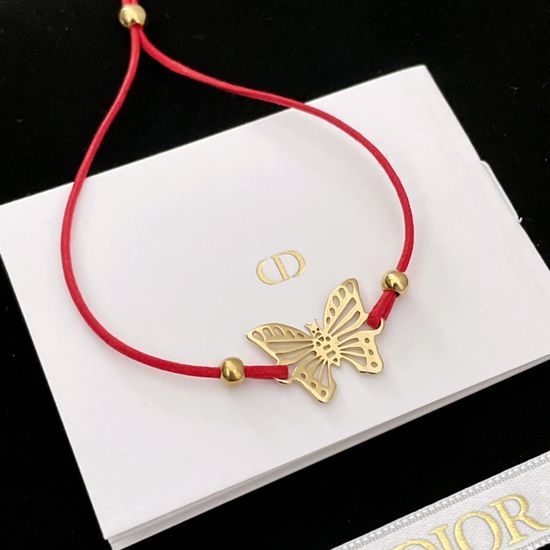 Christian Dior CD Butterfly Red Lucky Adjustable Bracelet