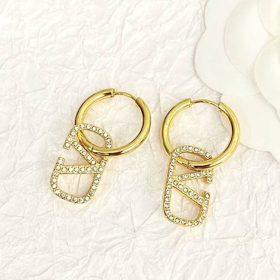 Valentino Diamond Drop Gold Earrings