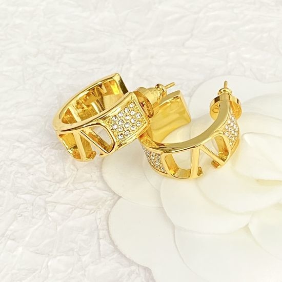 Valentino Rhinestone Gold Hoop Earrings