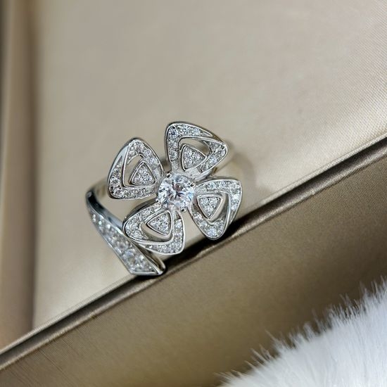 Valentino Four Leaf Clover Diamond Open Adjustable Ring