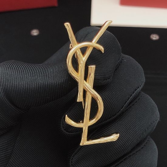 Yves Saint Laurent YSL Branch Shaped Brass Brooch