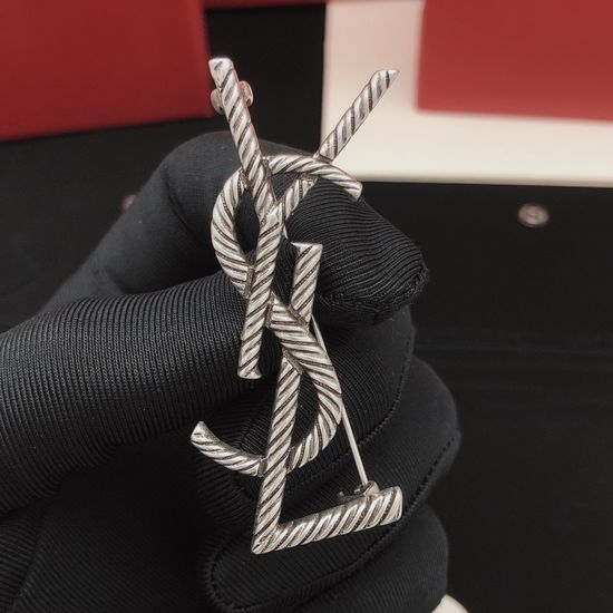 Yves Saint Laurent YSL Twisted Design Antique Silver Brooch
