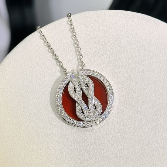 Bvlgari Infinity Symbol Carnelian Silver Necklace
