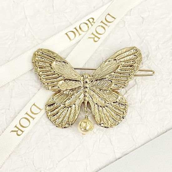 Christian Dior CD Pearl Embellished Butterfly Hair Clip