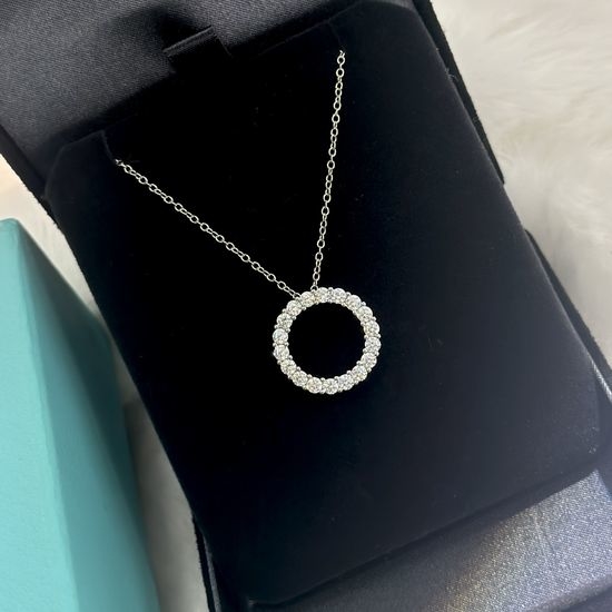 Tiffany & Co. Circle Pave Diamond Silver Necklace