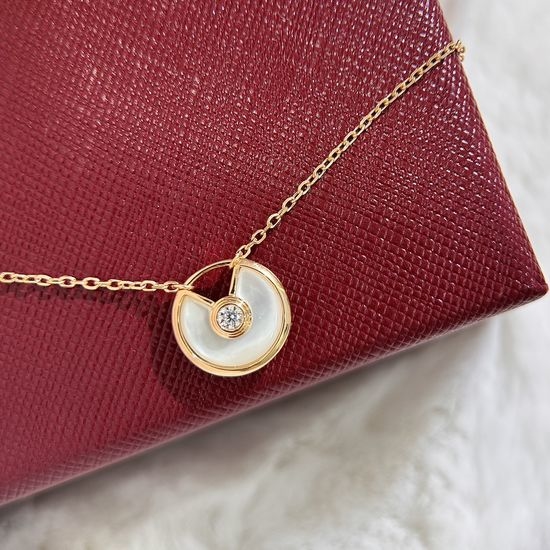 Cartier Amulet Diamond Pendant Silver Necklace