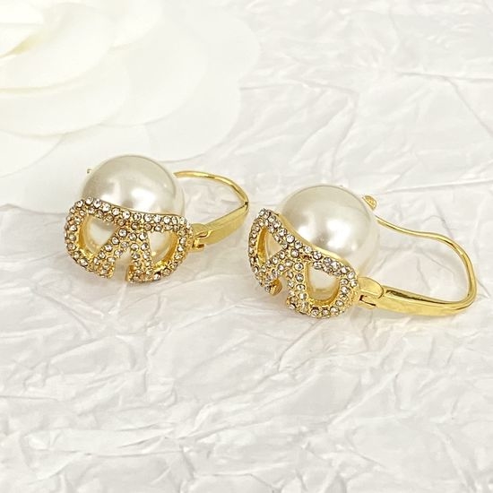 Valentino Diamond-studded Rivet Pearl Stud Earrings