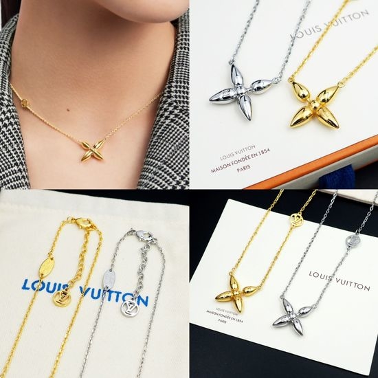 Louis Vuitton LV Floral Pendant Adjustable Chain Necklace