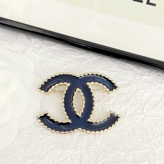 Chanel Denim Double Logo Brooch Casual Exquisite Style