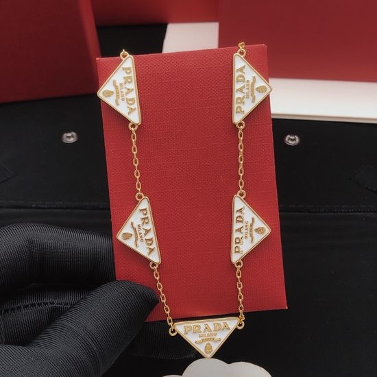 Prada Triangular Pendant Necklace