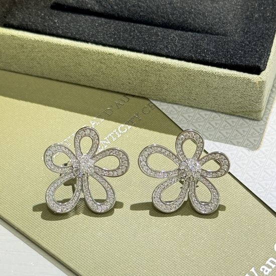 Fendi Large Flower Full Diamond Stud Earrings