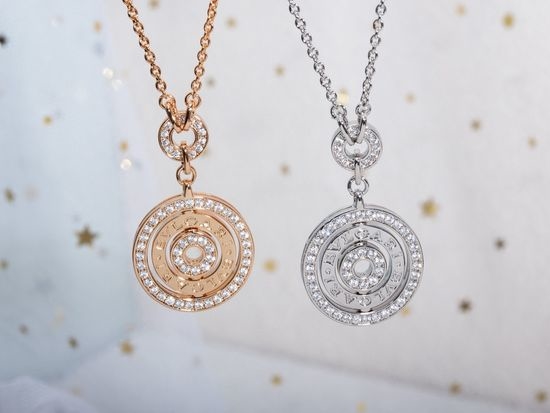 Bottega Veneta BV Rotatable CZ Pendant Necklace Classic Luxury