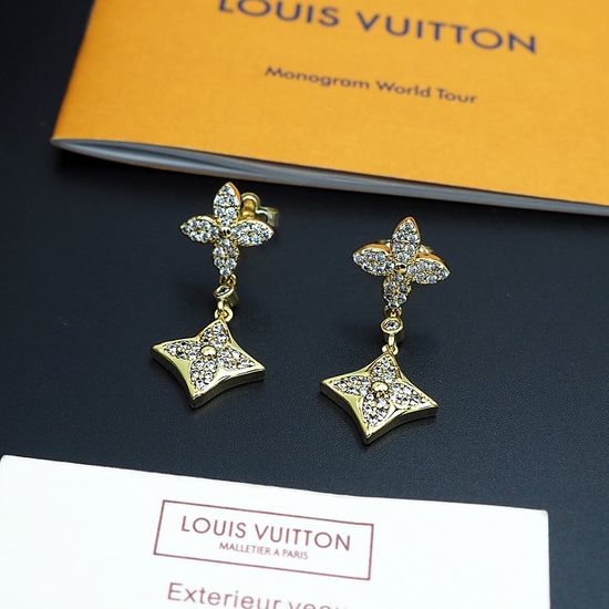Louis Vuitton LV Rhinestone Floral Drop Earrings