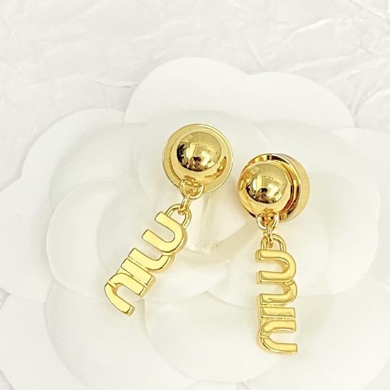 Miu Miu Minimalist Metal Logo Stud Earrings