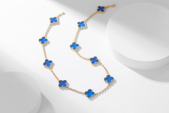 Van Cleef & Arpels VCA Blue Chalcedony Ten Flower Necklace