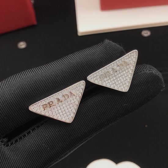Prada Triangle Shape Diamond Stud Earrings